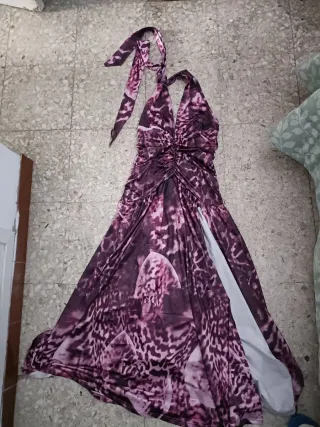 Vestido largo estampado halter