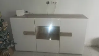 Aparador salón blanco y gris