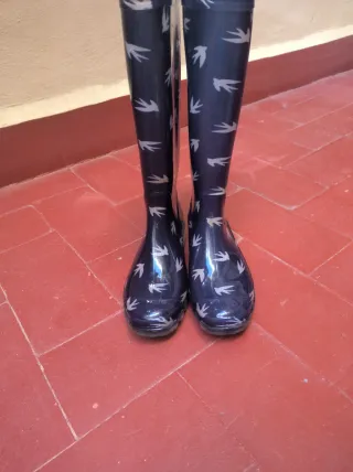 Botas de agua Talla 37 azules y blancas