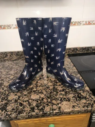 Botas de agua Talla 37 azules y blancas