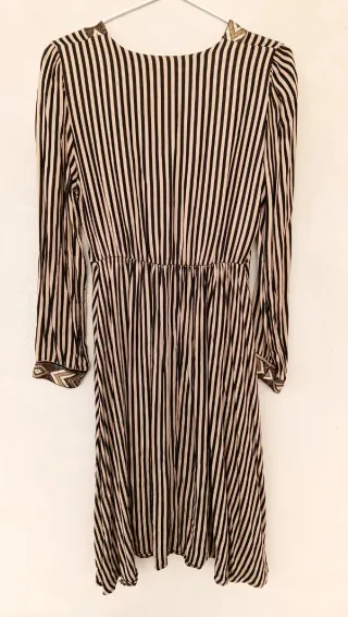 Abito donna Dixie, tg M beige a righe nere vintage
