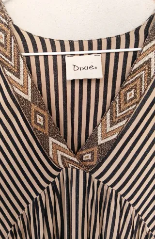 Abito donna Dixie, tg M beige a righe nere vintage