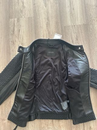 Chaqueta Piel Negra Guess Mujer