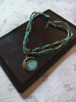 Collana vintage bohémien donna blu e oro