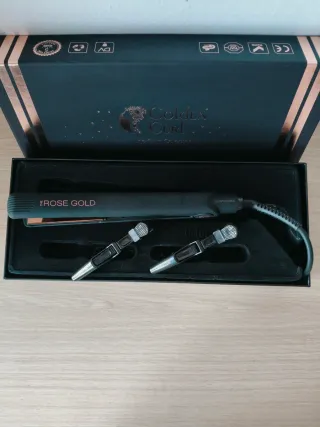 Set Planchas Golden Curl Rose Gold Nuevo