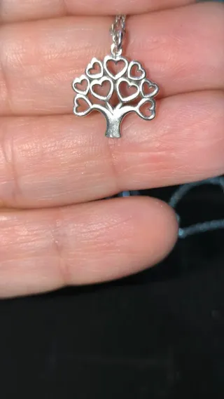 Collar Plata de Ley Árbol Corazones