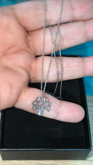 Collar Plata de Ley Árbol Corazones