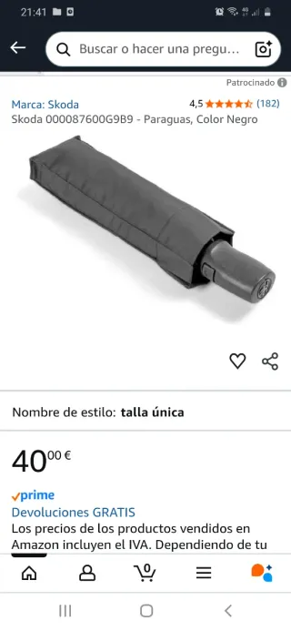 Paraguas plegable Skoda gris