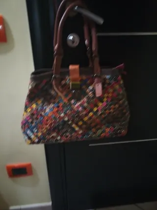 Borsa vintage vera pelle multicolor