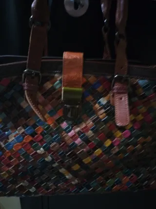 Borsa vintage vera pelle multicolor