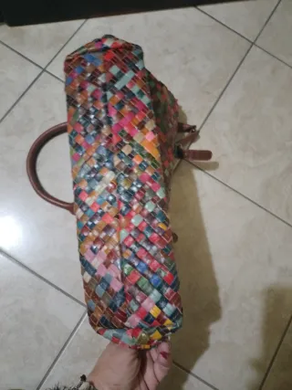 Borsa vintage vera pelle multicolor