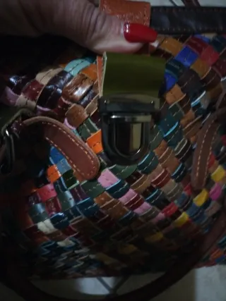 Borsa vintage vera pelle multicolor