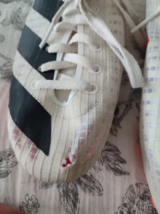 Zapatillas Clavos Velocidad Adidas Blancas Naranja