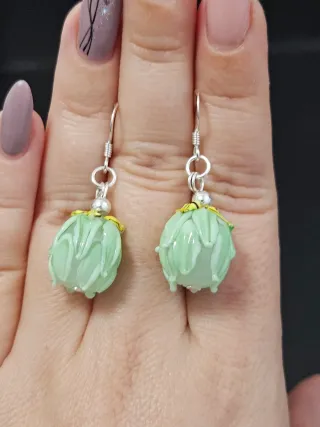 Pendientes Cristal Murano Verde Plata 925