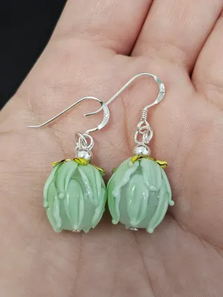 Pendientes Cristal Murano Verde Plata 925