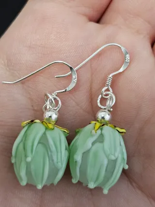 Pendientes Cristal Murano Verde Plata 925