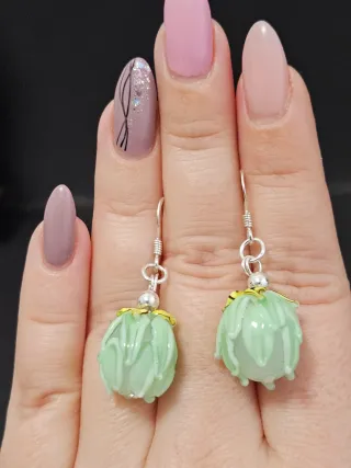 Pendientes Cristal Murano Verde Plata 925