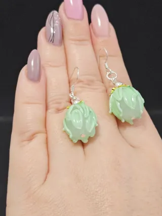 Pendientes Cristal Murano Verde Plata 925