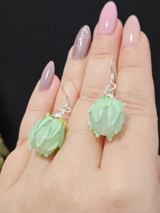 Pendientes Cristal Murano Verde Plata 925