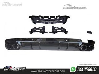 DIFUSOR TRASERO NEGRO BRILLO CON COLAS REDONDAS NEGRAS PARA MERCEDES CLS C257