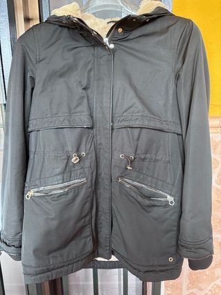 Chaquetón Zara negro forro polar