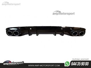 DIFUSOR TRASERO NEGRO BRILLO CON COLAS REDONDAS CROMADAS PARA MERCEDES CLASE C COUPE/CABRIO C205