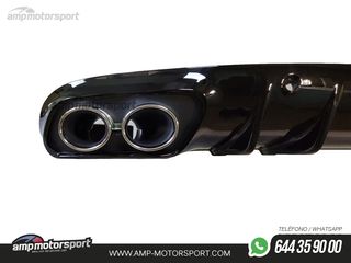 DIFUSOR TRASERO NEGRO BRILLO CON COLAS REDONDAS CROMADAS PARA MERCEDES CLASE C COUPE/CABRIO C205