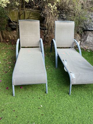 Tumbonas de jardín grises (2 unidades)
