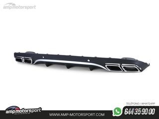 DIFUSOR TRASERO CON COLAS CROMADAS PARA MERCEDES CLASE C COUPE C205 NEGRO MATE