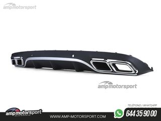 DIFUSOR TRASERO CON COLAS CROMADAS PARA MERCEDES CLASE C COUPE C205 NEGRO MATE