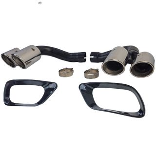 COLAS DE ESCAPE DOBLES CROMADAS + MARCO DE MOLDURA NEGRO BRILLANTE BMW X6 E71 08-14