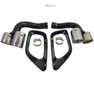 COLAS DE ESCAPE DOBLES CROMADAS + MARCO DE MOLDURA NEGRO BRILLANTE BMW X6 E71 08-14