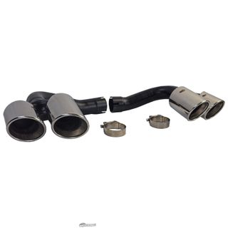 COLAS DE ESCAPE DOBLES CROMADAS + MARCO DE MOLDURA NEGRO BRILLANTE BMW X6 E71 08-14