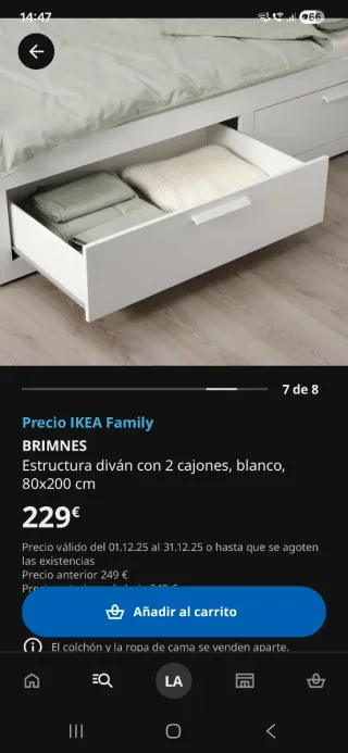 Cama Diván IKEA Blanca con Cajones