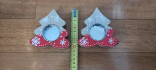 Porta candele Natalizi in legno e metallo