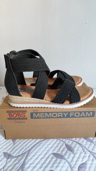 Sandalias Skechers Negras Mujer