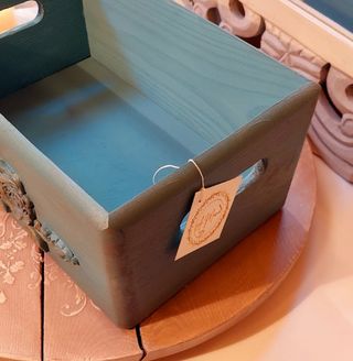 Cassetta legno decorata rose blu oro