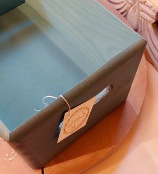 Cassetta legno decorata rose blu oro