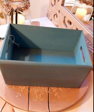 Cassetta legno decorata rose blu oro