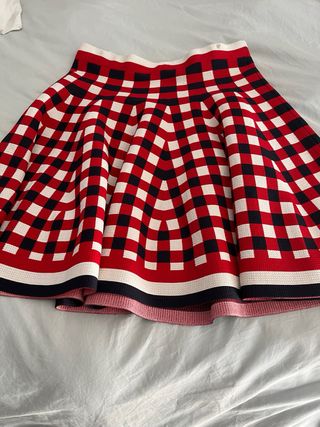 Falda Carolina Herrera cuadros azul y roja