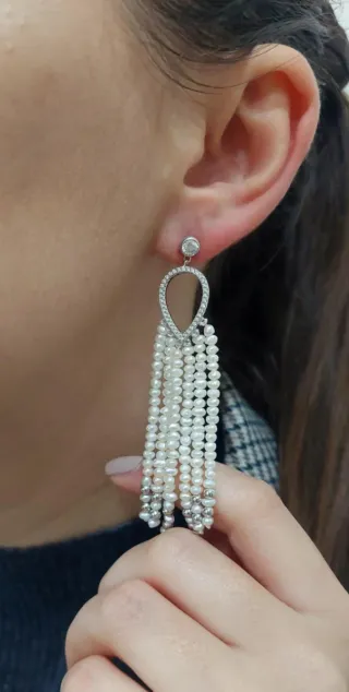 Brincos de Pérolas com Detalhe em Zircónia