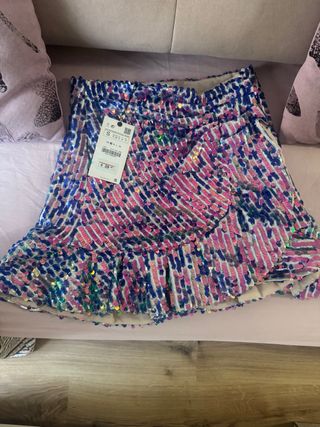 Minifalda lentejuelas azul y rosa