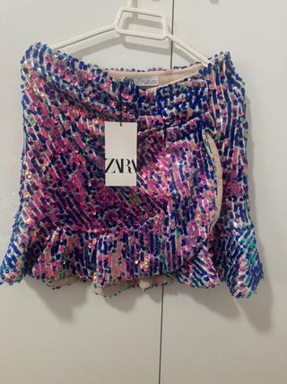 Minifalda lentejuelas azul y rosa