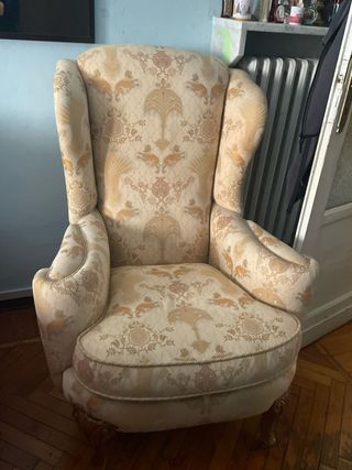 Poltrona barocca tessuto e legno