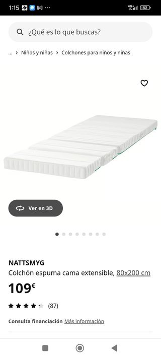 Cama infantil Ikea BUSUNGE rosa 80x200