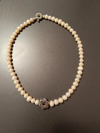 Collar Perlas Río y Plata Flor