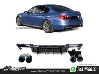 DIFUSOR TRASERO LOOK M5 EN NEGRO BRILLANTE PARA BMW SERIE 5 F10/F11 + COLAS TITANIO