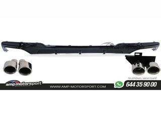 DIFUSOR TRASERO EN NEGRO BRILLANTE PARA BMW SERIE 5 F10/F11 + COLAS CROMO