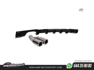DIFUSOR TRASERO EN NEGRO BRILLANTE PARA BMW SERIE 3 F30/F31 + COLA CROMO