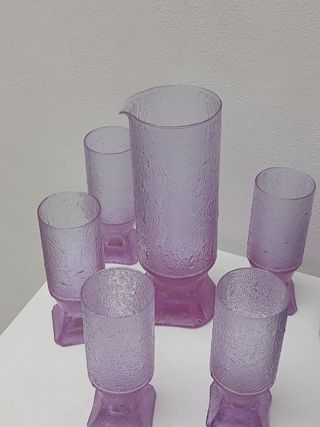 Caraffa e bicchieri vintage Murano viola